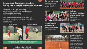 Tennissportens den 3. maj kl. 12-14