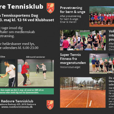 Tennissportens den 3. maj kl. 12-14